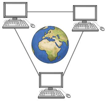  Erdkugel und Computer 