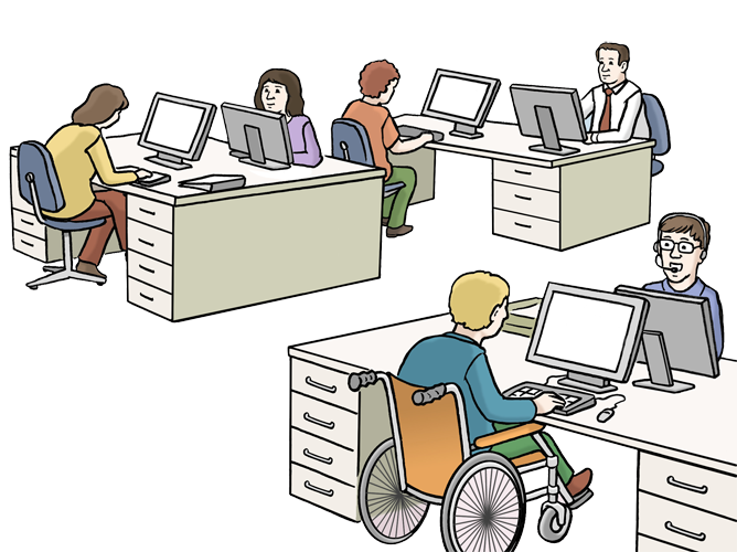  Mehrere Menschen arbeiten im Büro 