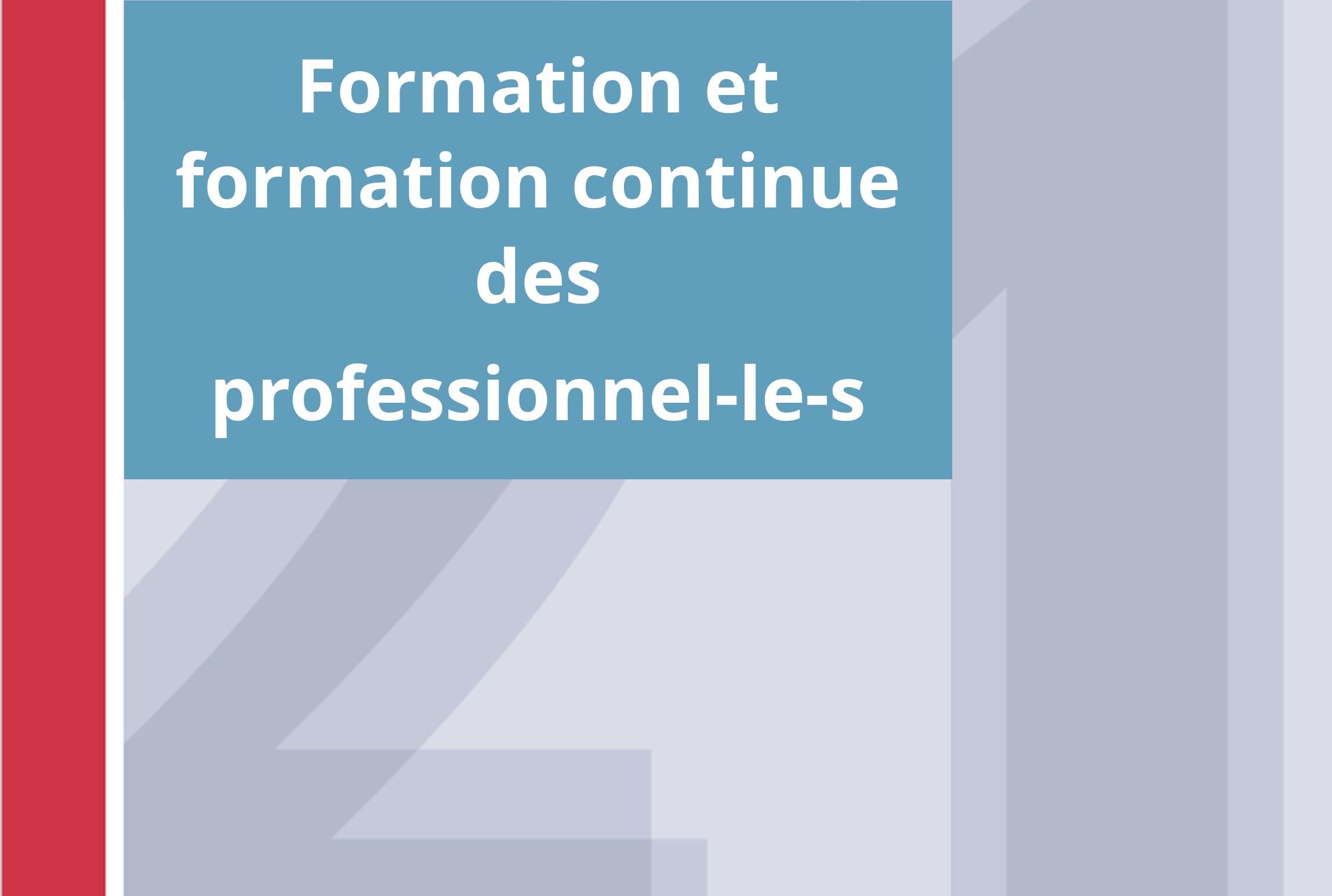  Formation et formation continue des professionelles 